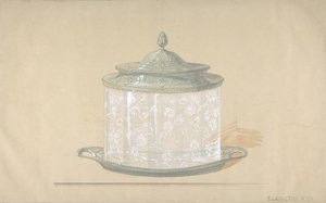 Üvegdoboz tervezése ezüst alappal és fedővel, 1820-65. alkotó: George Richards Elkington