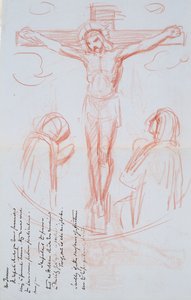 Tanulmány a keresztre feszítésről, 1857 körül (piros és fekete kréta szürkéskék színű vízjeles papíron) alkotó: George Richmond