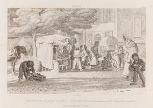 Fruit Stall, Párizs, 1821 körül (rézkarc) alkotó: George Robert Lewis