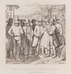 Parasztok társalgása, München, 1821 körül (rézkarc)