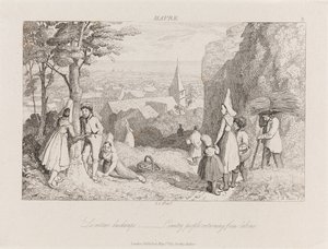 Visszatérve a munkából, Havre, 1821 körül (rézkarc) alkotó: George Robert Lewis