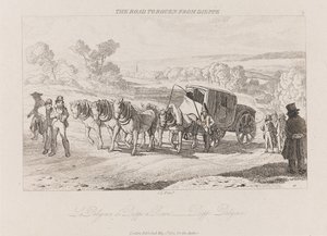 Út Rouenbe Dieppe-ből, Diligence, kb. 1821 (rézkarc)