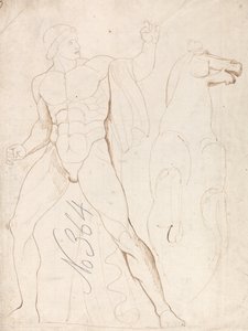 Klasszikus férfiakt egy nevelő lóval alkotó: George Romney