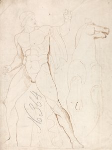 Klasszikus férfi akt felágaskodó lóval alkotó: George Romney