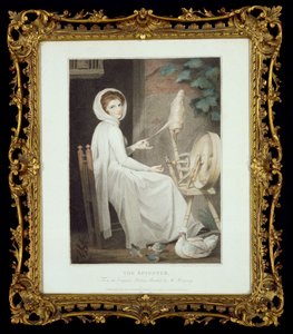 Die Spinnerin (Stich von Thomas Cheesman, nach G. Romney, herausgegeben von John und Josiah Boydell 1789) alkotó: George Romney