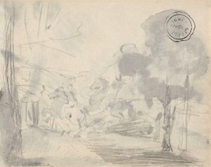 Fákkal tarkított tisztás alkotó: George Romney