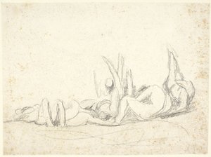 A földön fekvő szenvedő alakok csoportja  (vázlat a „Howard látogatja a börtönöket” című műhöz) alkotó: George Romney
