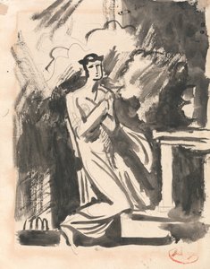 Iphigenia, amint egy oltár előtt térdel alkotó: George Romney