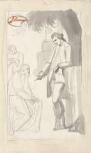 Pierson őrnagy és a Brahman (szürke mosás és grafit fektetett papíron) (lásd: 153906) alkotó: George Romney