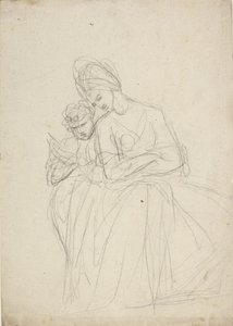 Portrévázlat egy ülő nőről gyermekkel alkotó: George Romney