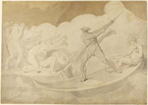 Psziché átkel a Sztyx folyón – Apuleius: Az arany szamár, VI, 18 alkotó: George Romney