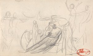 Fekvő alak gyermekekkel és más figurákkal alkotó: George Romney