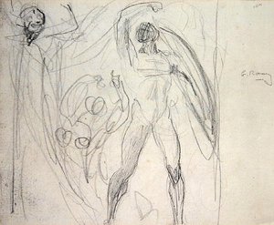 Sátán, bűn és halál (ceruza papíron) alkotó: George Romney