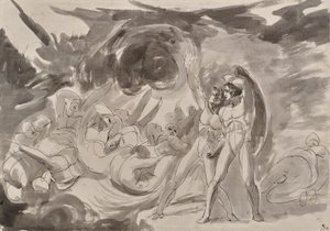 Sátán szemléli a bukott angyalokat alkotó: George Romney