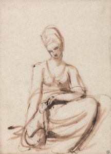 Ülő nő etet egy állatot alkotó: George Romney