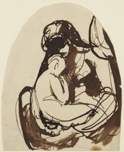 Ülő nő, aki egy gyermeket tart a karjában alkotó: George Romney