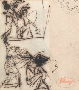 Álló figura felemelt karral és ülő figura alkotó: George Romney