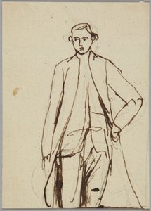Álló férfi alak, bal keze a csípőjén, portrévázlat alkotó: George Romney