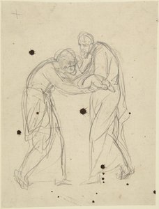 Álló férfi- és női alakok, akik csecsemőt tartanak a karjukban alkotó: George Romney