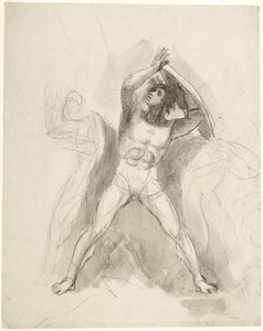 Álló férfi akt pajzzsal alkotó: George Romney