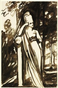 Egy oszlop mellett álló nő alkotó: George Romney