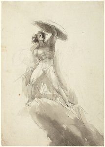 Pajzsot tartó, nagy léptekkel haladó férfi akt: vázlat a „Lázadó angyalok bukása” című műhöz alkotó: George Romney