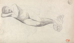 Tanulmány egy fekvő aktról és egy gyermek által vigasztalt ülő nőről alkotó: George Romney