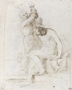 Bathsheba fürdője (toll és barna tinta fektetett papíron) alkotó: George Romney
