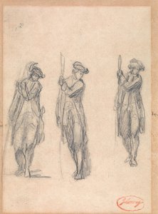 Egy egyenruhás férfi három vázlata alkotó: George Romney