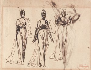 Három tanulmány egy álló nőről, valószínűleg Kirké alkotó: George Romney