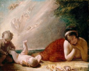 Titania, Puck és a cserélt gyermek Shakespeare „Egy nyári éjszaka álma” című művéből alkotó: George Romney