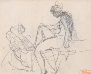 Két alak: Valószínűleg Diana fürdőjéhez alkotó: George Romney