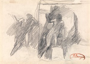 Két vázlat egy félig térdelő alakról alkotó: George Romney