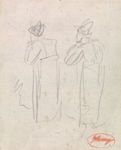 Két álló figura magas kalapot visel alkotó: George Romney