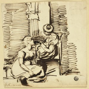 Két nő a belső térben alkotó: George Romney