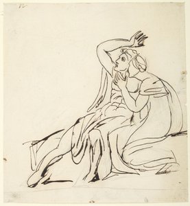 Két ülő alak; hátoldal: három alakból álló csoportvázlatok alkotó: George Romney