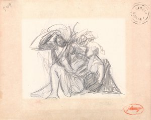 Azonosítatlan alany: Fekvő nő és más figurák alkotó: George Romney
