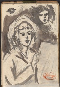 Olvasó nő és arctanulmány alkotó: George Romney