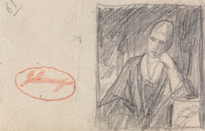 Nő fejét egy hajlított karon nyugtatja alkotó: George Romney