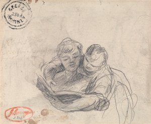 Egy nő, aki egy gyereket tanít olvasni alkotó: George Romney