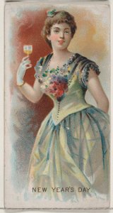 Újév, Egyesült Államok, a Holidays N80 sorozatból, Duke márkájú cigarettákhoz, 1890, 1890