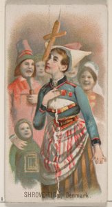 Shrove-Tide, Dánia, a Holidays N80 sorozatból Duke márkájú cigarettákhoz, 1890., 1890. alkotó: George S. Harris and Sons