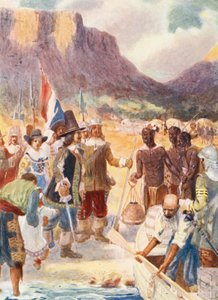 Van Riebeck partraszállása (színes litográfia) alkotó: George Salisbury Smithard