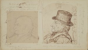 Nyulak tanulmányozása William Blake és Henry Fuseli egymásra helyezett portréival (grafit és tinta papíron)