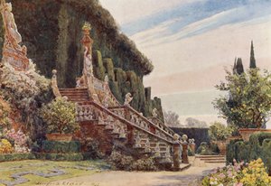 Olasz kertek: Garzoni Villa (színes litográfia) alkotó: George Samuel Elgood