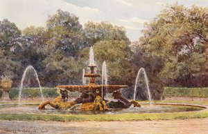 Olasz kertek: Villa Borghese, A tengeri ló szökőkút (színes litográfia) alkotó: George Samuel Elgood