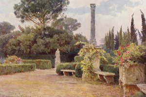 Olasz kertek: Villa Medici (színes litográfia) alkotó: George Samuel Elgood