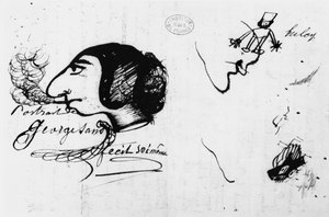 George Sand dohányzó (1804-76) saját karikatúrája