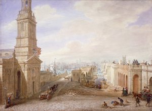 Régi és új London Bridges délre néz, London, 1831.
