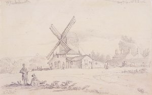 Kilátás a malomra szélmalommal a Blackheath-en, Greenwichben, Londonban, 1833